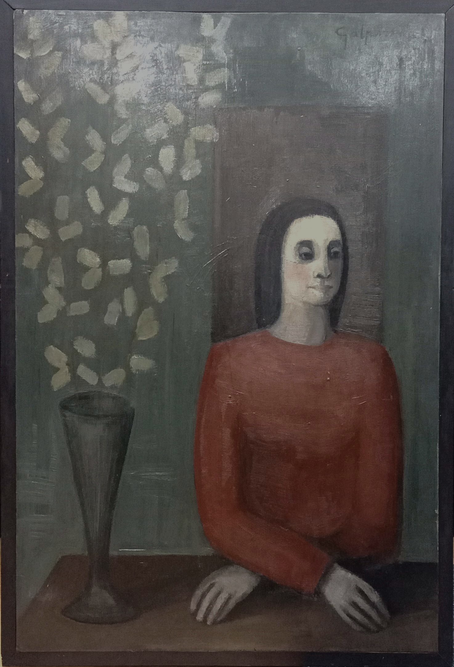 1961 Mujer de rojo y florero 105x70Óleo sobre lienzo